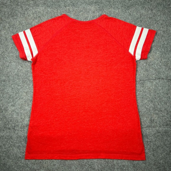 Washington Nationals Shirt Women Medium Red V Neck Short Sleeve Tee MLB Baseball - Picture 7 of 12